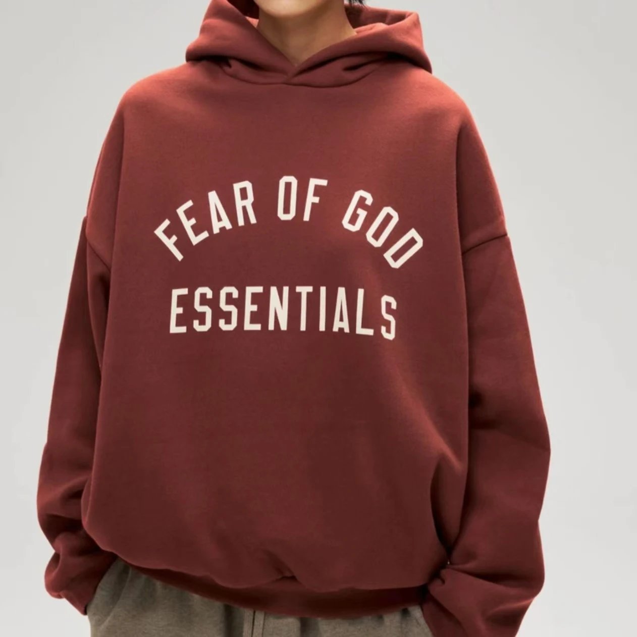 Fear of God Essentials Arch Logo Hoodie Burgundy - 4