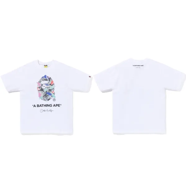 A Bathing Ape Camo猿人头印花 White T-Shirt - 1