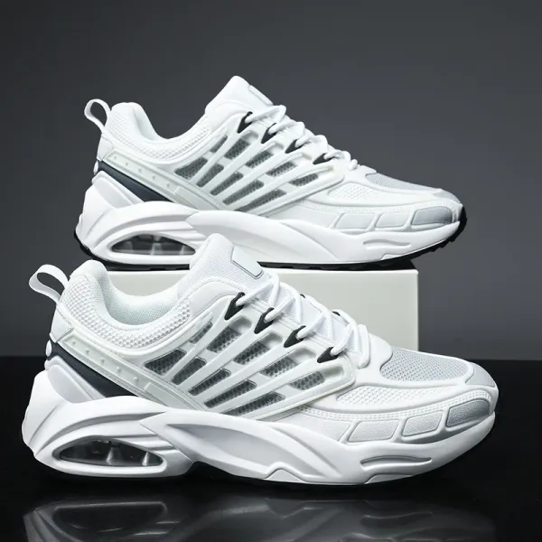 Design Chunky Air-Cushion Running Sneakers White - 1