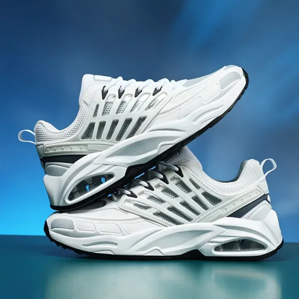 Design Chunky Air-Cushion Running Sneakers White - 3