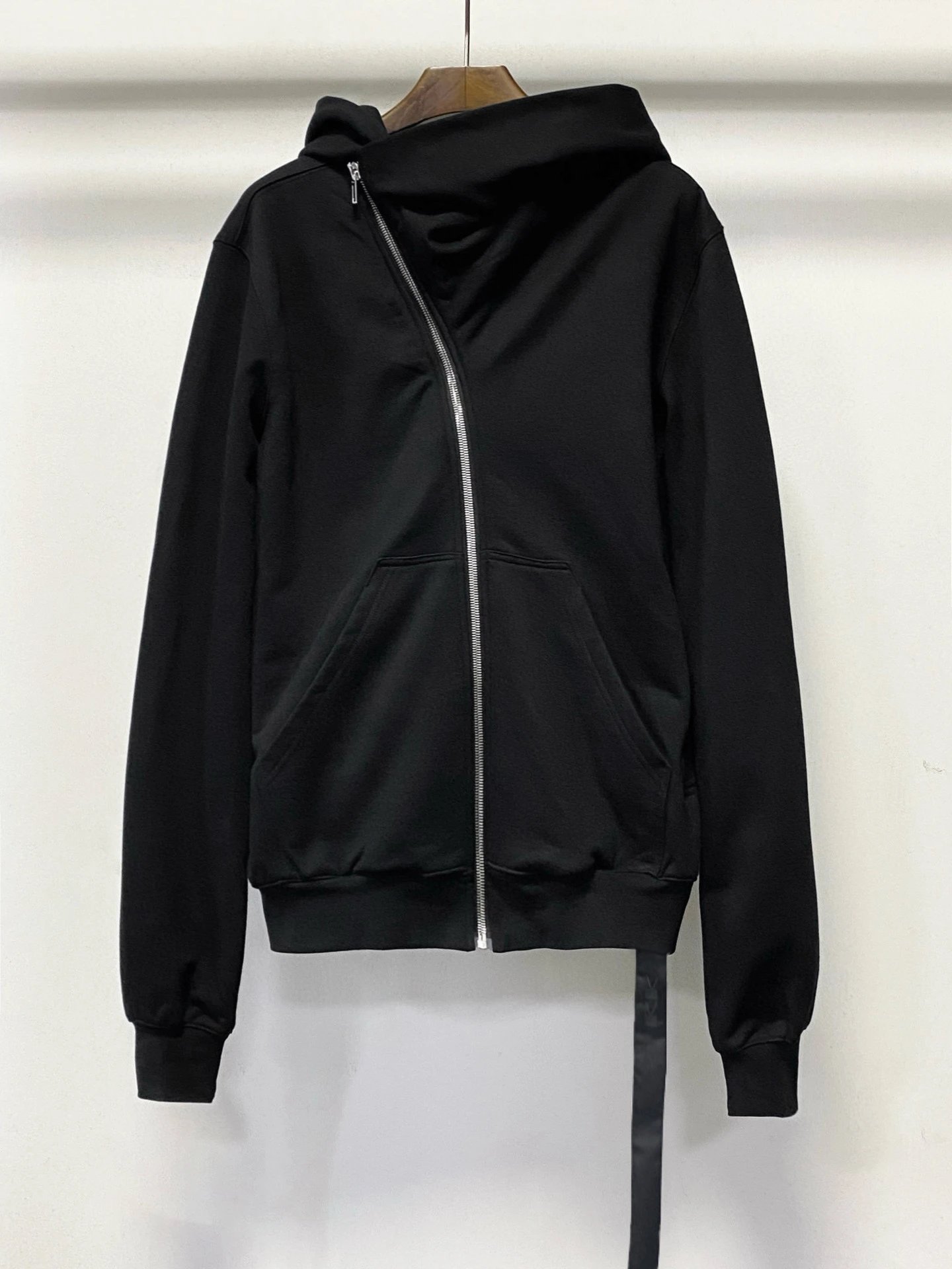 Rick Owens DRKSHDW Asymmetrical Zip Hoodie Black - 6