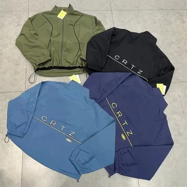 Corteiz Jackets Zip-up windbreaker with contrast piping and drawcord hem product detail image 1