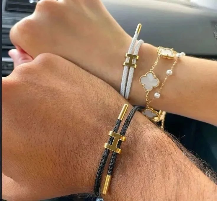 Hermès Kellychain Orange Braided Leather Bracelet