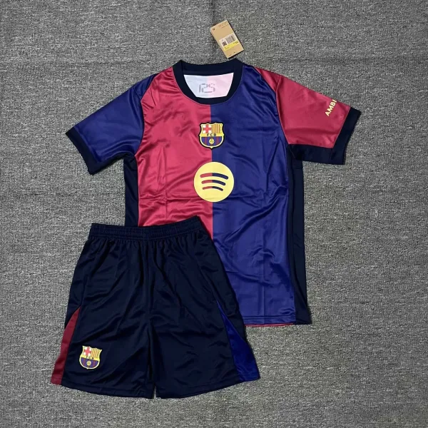 FC Barcelona x Spotify 2024-25 Pre-Season Training Kit Navy and Burgundy Jersey Set - 1