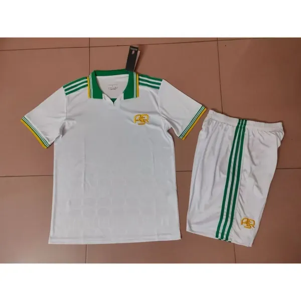 Design Polo Shirt and Shorts Set White Green Yellow - 1