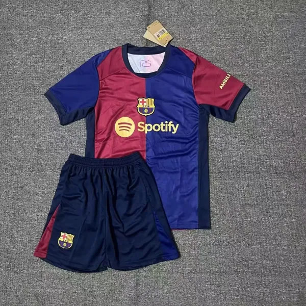 FC Barcelona 2023-24 Home Jersey and Shorts Set Navy and Burgundy - 1
