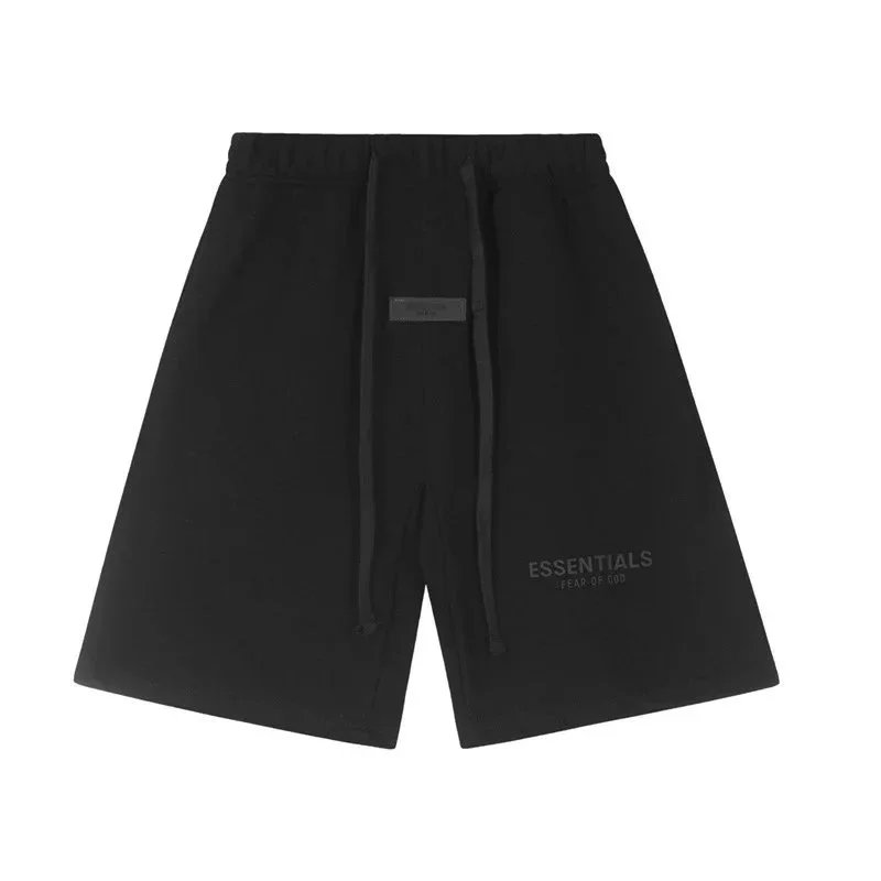 Fear of God Shorts ESSENTIALS Logo Drawstring Sweat — 2419 Black (Silicone Letters) *Top Quality