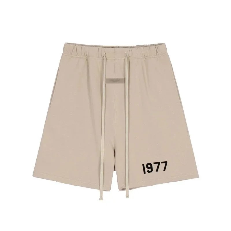 Fear of God Shorts ESSENTIALS Logo Drawstring Sweat — 1977 Apricot (Flocked Letters) *Top Quality