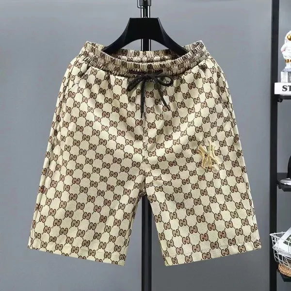 Gucci GG Monogram Print Beige Shorts - 1
