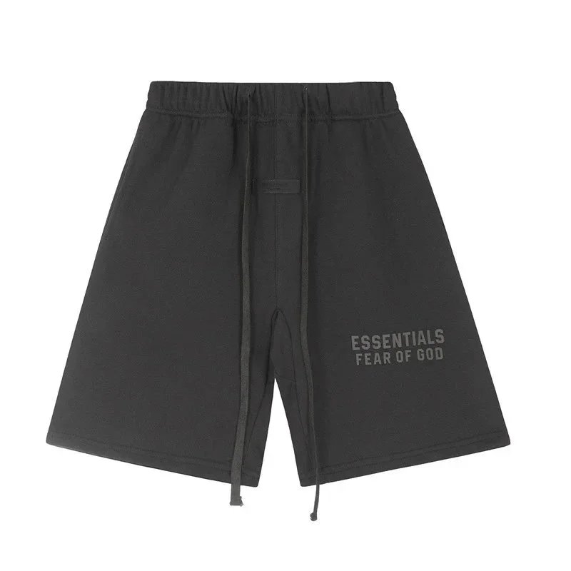 Fear of God Shorts ESSENTIALS Logo Drawstring Sweat — 2411 Black (Silicone Letters) *Top Quality