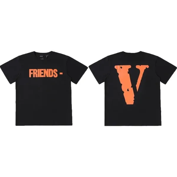 Vlone Friends Orange Print Black T-Shirt - 1