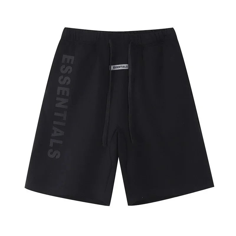 Fear of God Shorts ESSENTIALS Logo Drawstring Sweat — 2202 Black (Silicone Letters) *Top Quality