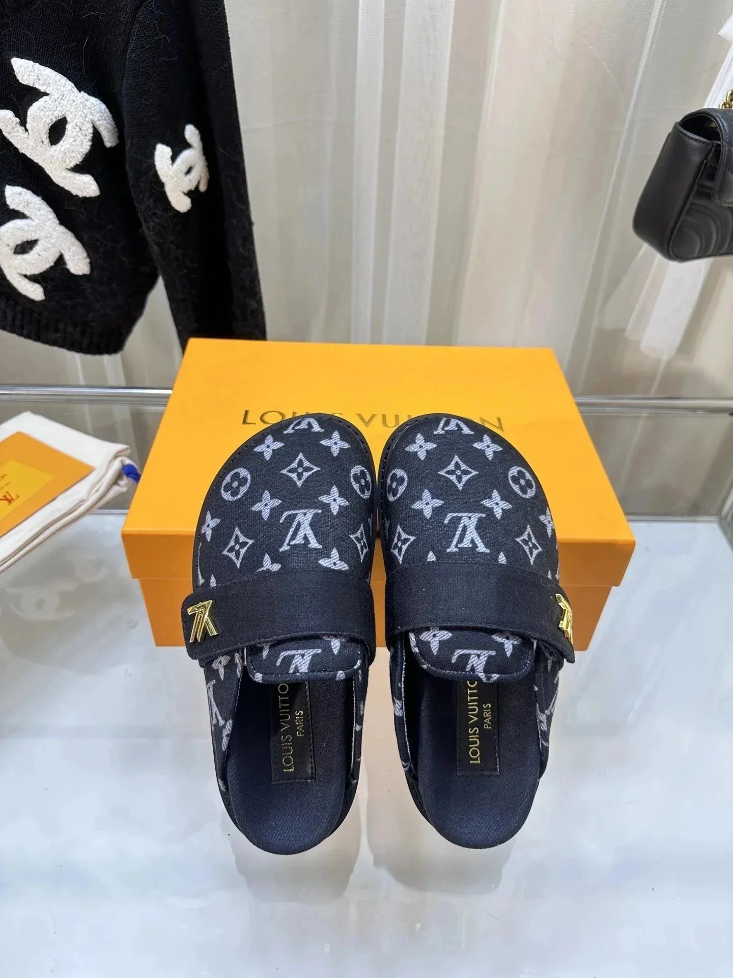 Louis Vuitton Monogram Canvas Mule Slippers Black