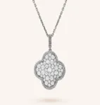 Van Cleef & Arpels Alhambra Four-Leaf Clover Pendant Necklace in White Gold with Diamonds - 1