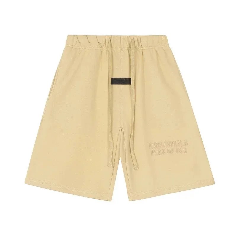 Fear of God Shorts ESSENTIALS Logo Drawstring Sweat — 2411 Earth Yellow (Silicone Letters) *Top Quality