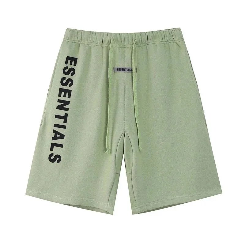 Fear of God Shorts ESSENTIALS Logo Drawstring Sweat — 2202 Matcha Green (Silicone Letters) *Top Quality