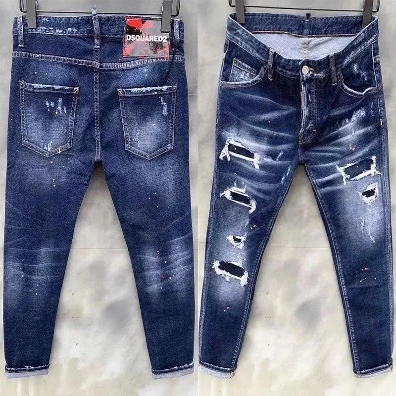Dsquared2 Paint Splatter Distressed Skinny Jeans Blue - 7