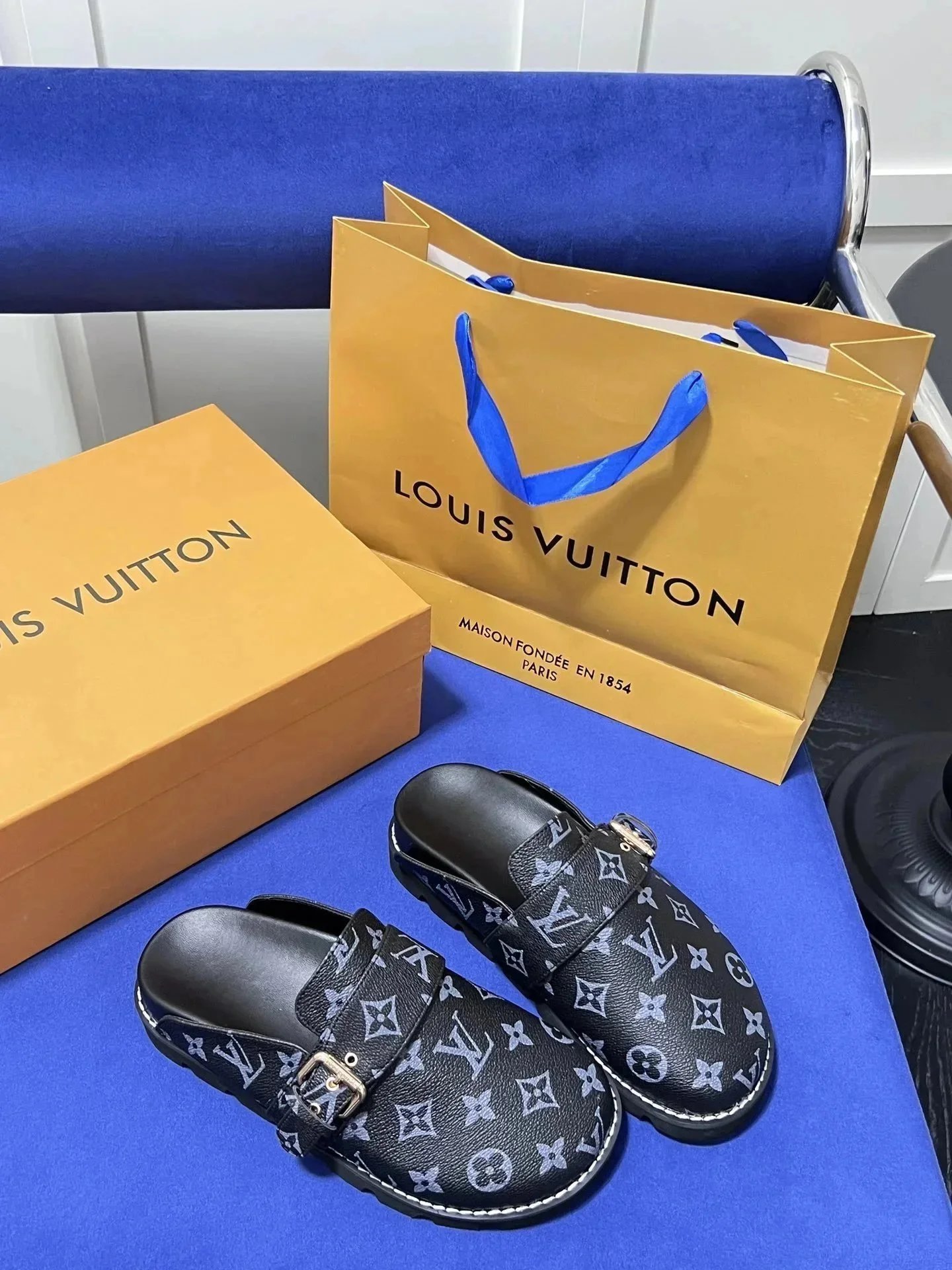 Louis Vuitton Monogram Mule Loafers Black