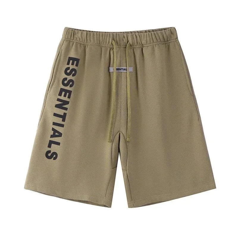 Fear of God Shorts ESSENTIALS Logo Drawstring Sweat — 2202 Camel (Silicone Letters) *Top Quality