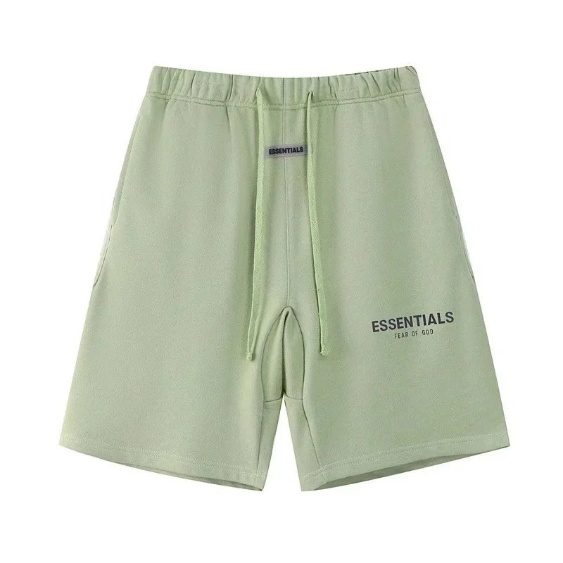 Fear of God Shorts ESSENTIALS Logo Drawstring Sweat — 2201 Matcha Green (Reflective Letters) *Top Quality