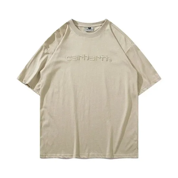 Carhartt Work In Progress Embroidered Logo Beige T-Shirt - 1