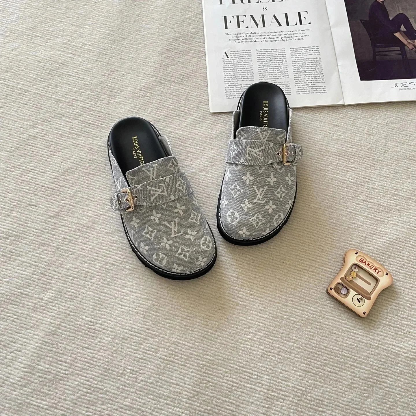 Louis Vuitton Monogram Canvas Mule Loafers Gray