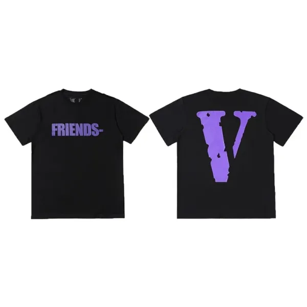 Vlone Friends- Purple Logo Black T-Shirt - 1