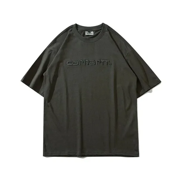 Carhartt Work In Progress Logo Embroidered T-Shirt Charcoal Gray T-Shirt - 1