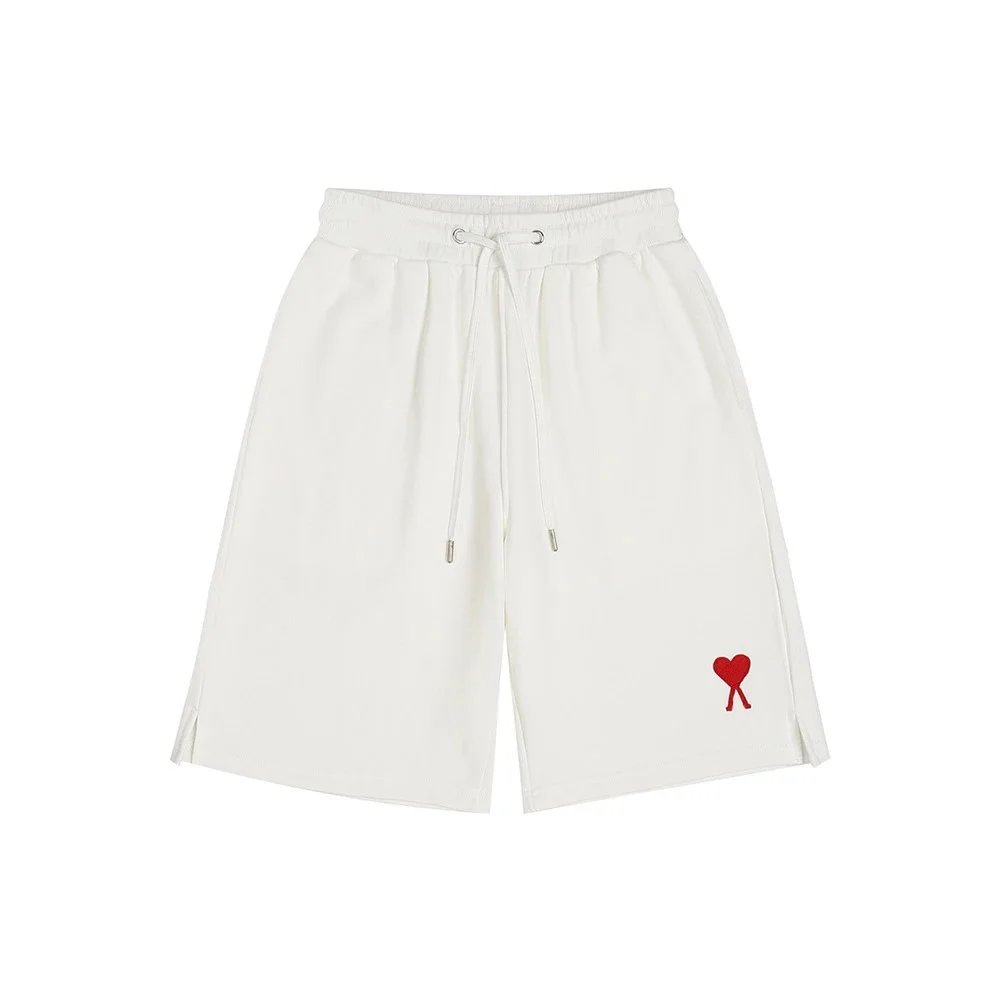 AMO AMO White Shorts with Red Heart Logo White