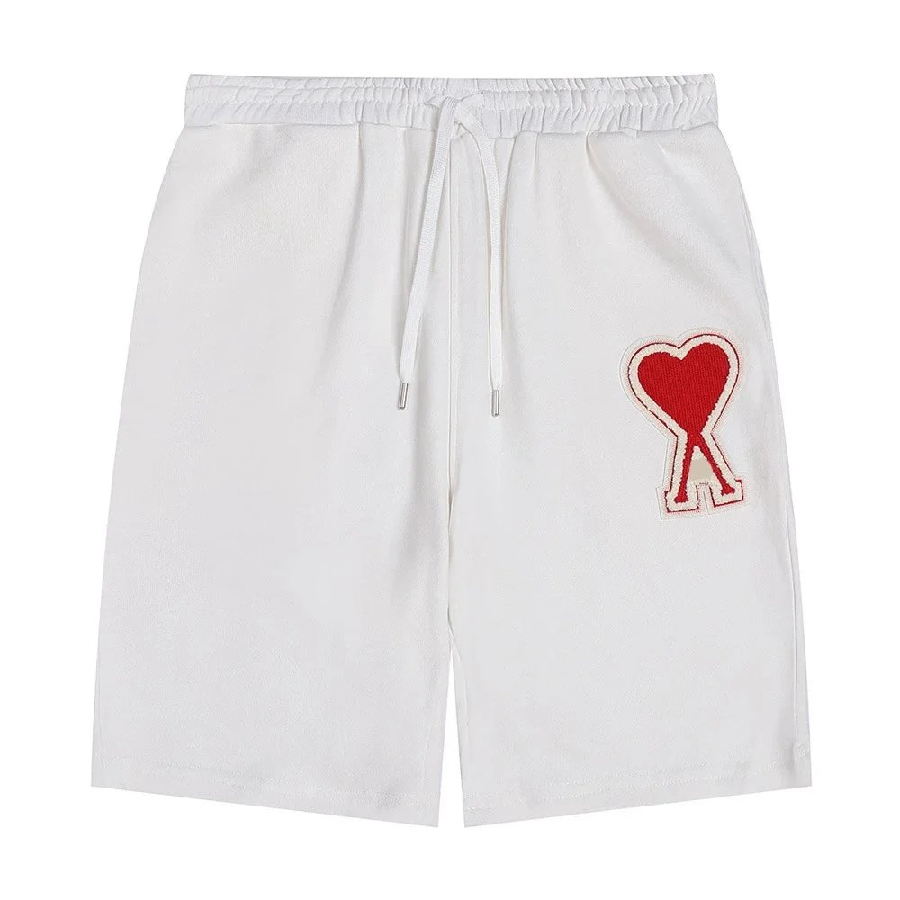 AMIIDM AMIIDM White Shorts with Red Heart Logo White