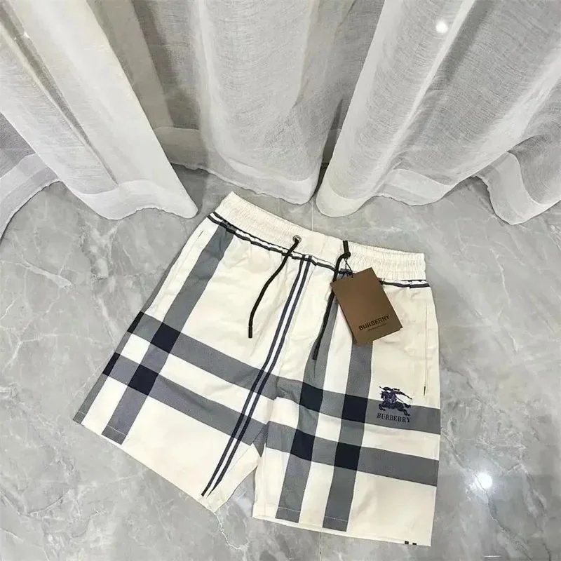 Burberry Shorts Elastic-Waist Drawstring with Check Side Stripes — 8
