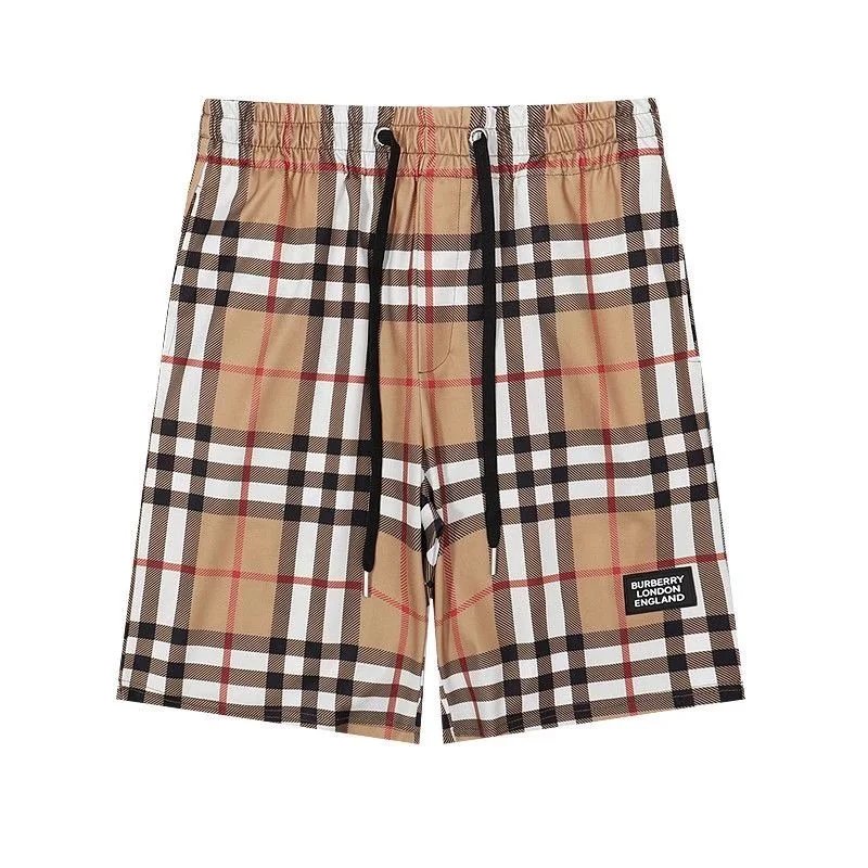 Burberry Shorts Elastic-Waist Drawstring with Check Side Stripes — 6