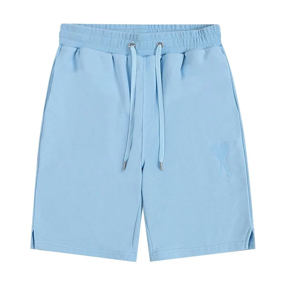 AMI Paris Shorts de Coeur logo drawstring — Light Blue-A14#