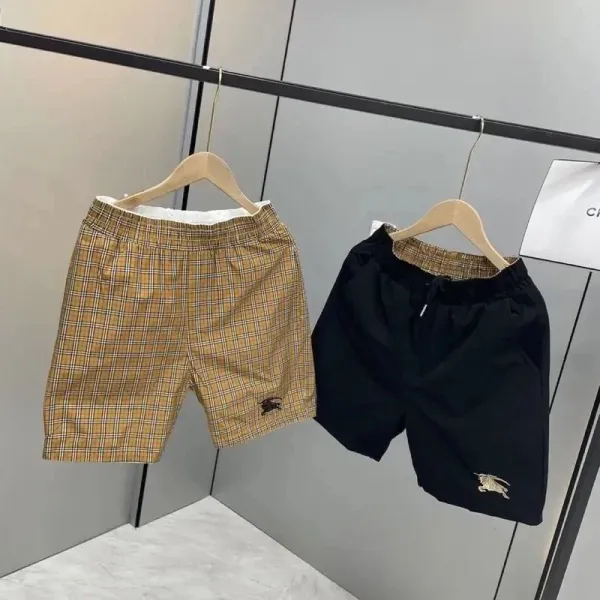 Burberry Check & Logo-Embroidered Shorts in Beige and Black - 1