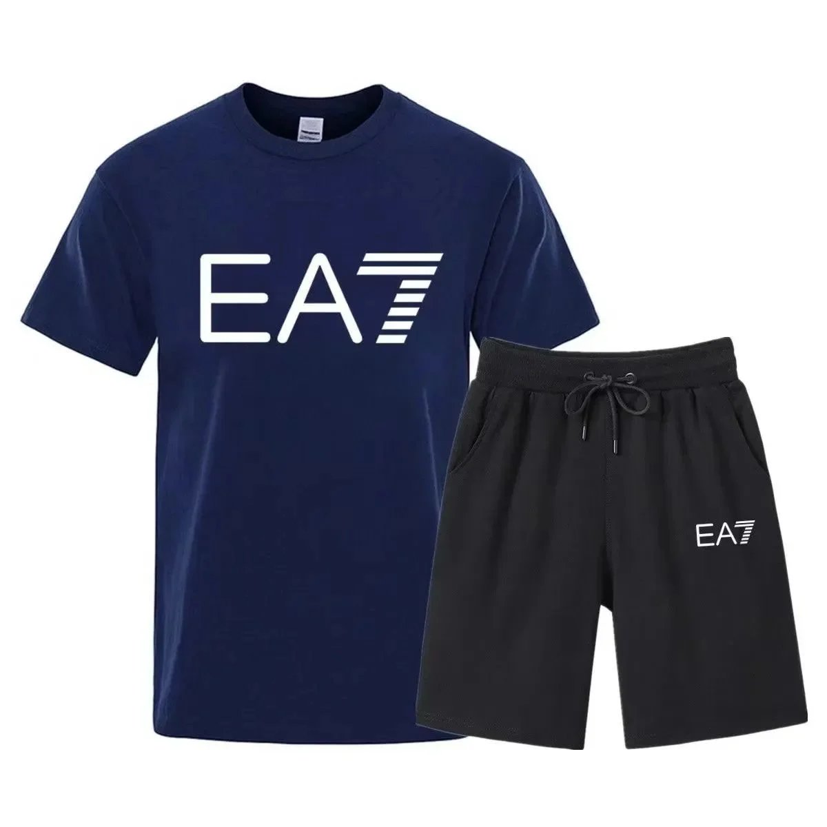 EA7 Matching Sets Logo-print T-shirt and drawstring shorts set image 4