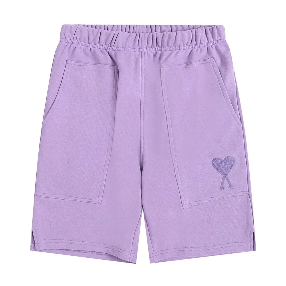 AMI Paris Shorts de Coeur logo drawstring — Purple-A15#