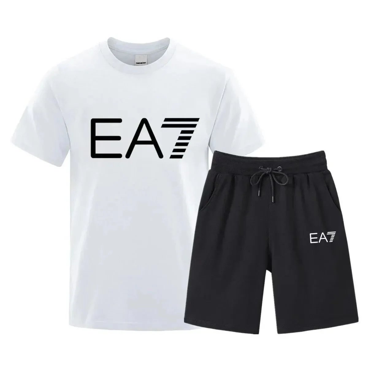 EA7 Matching Sets Logo-print T-shirt and drawstring shorts set image 3