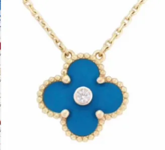 Van Cleef & Arpels Alhambra Four-Leaf Clover Blue Enamel Necklace - 1