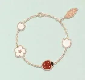 Saint Tears Ladybug Floral Charm Bracelet Gold-Tone - 1
