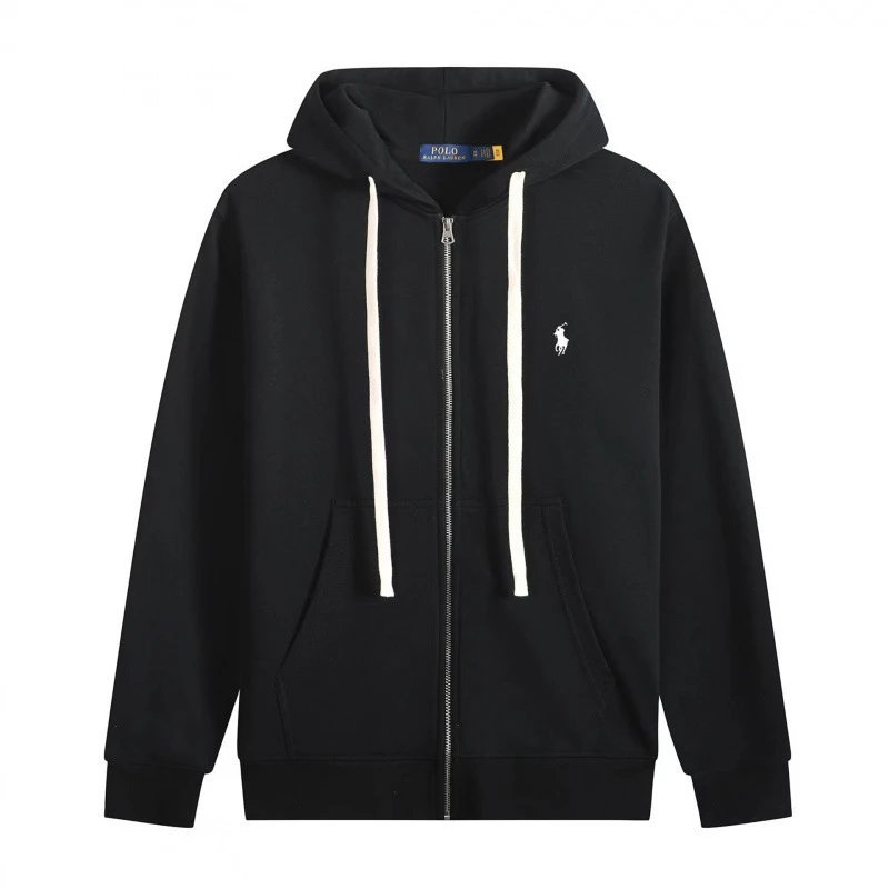 White Drawstring Zip-up Black White Label