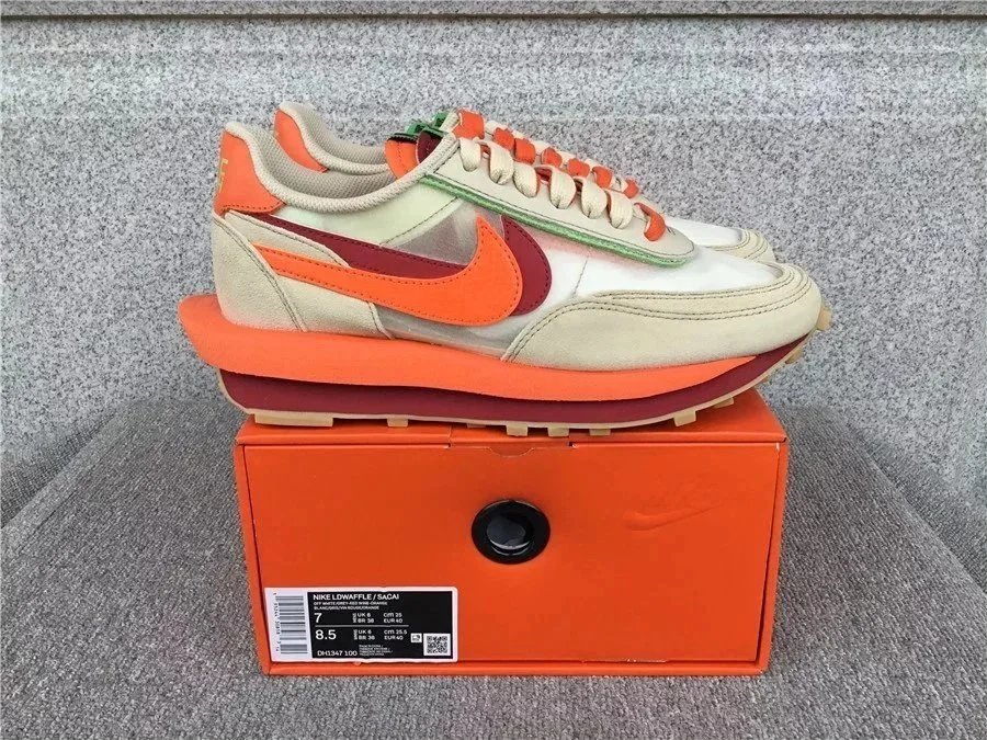 Nike LDWaffle x Sacai Orange Beige Sneakers - 1