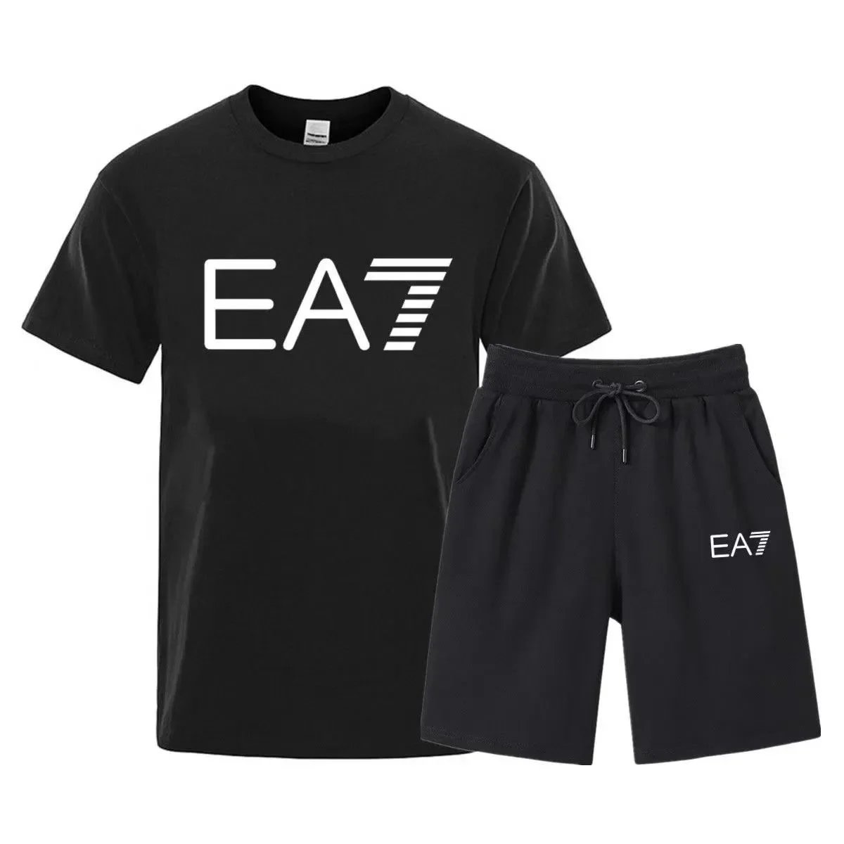 EA7 Matching Sets Logo-print T-shirt and drawstring shorts set image 2