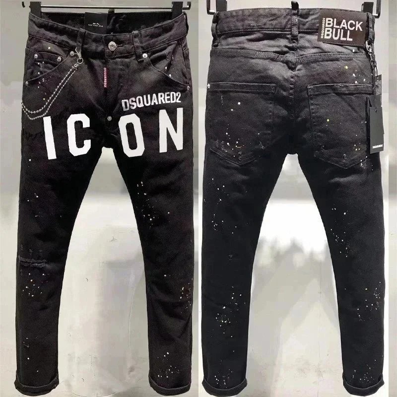 Dsquared2 Paint Splatter Distressed Skinny Jeans Blue - 5