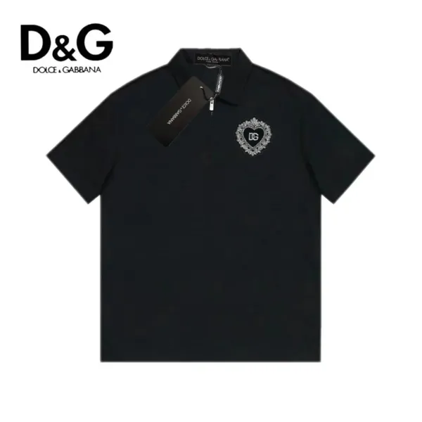 Dolce & Gabbana Embellished Heart Logo Black Polo - 1