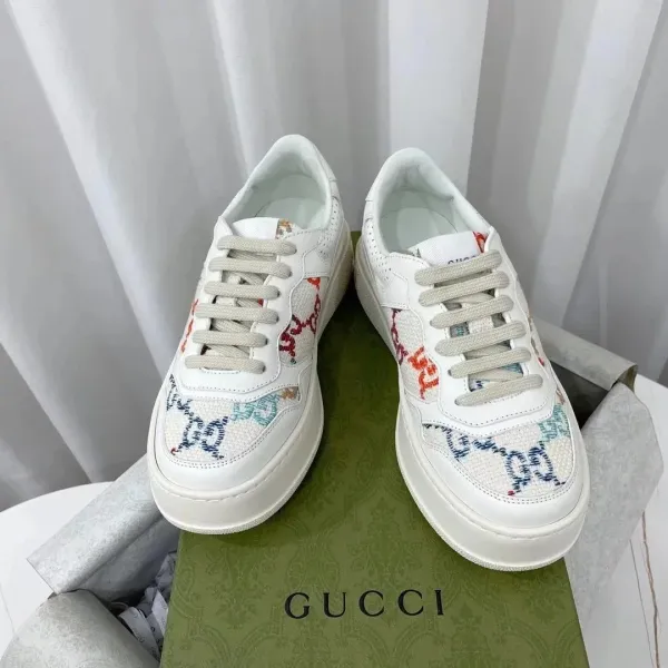 Gucci Rhyton White Perforated Sneakers - 10