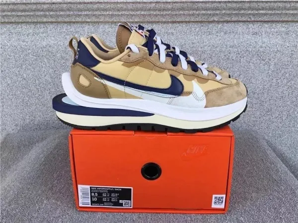 Nike x Sacai VaporWaffle Beige Navy White Sneakers - 1
