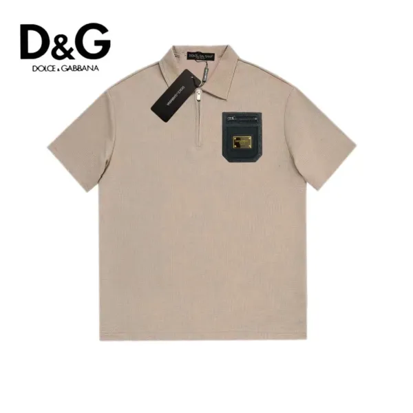 Dolce & Gabbana Zip-Neck Polo Beige Polo - 1