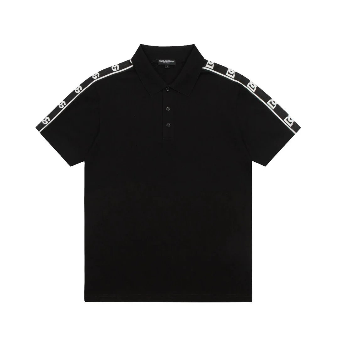 Dolce & Gabbana Dolce & Gabbana Black Polo Shirt with DG Tape Detail Black