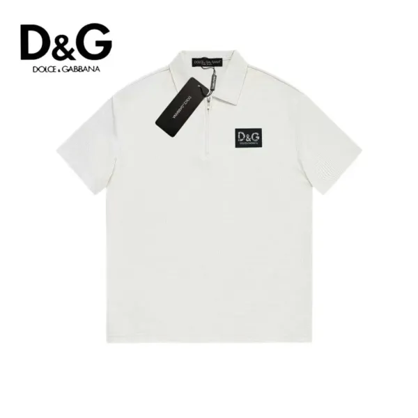 Dolce & Gabbana D&G Logo Patch White Polo Shirt - 1