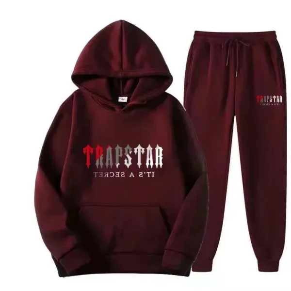 Trapstar Burgundy Graphic Hoodie and Sweatpants Set - 1